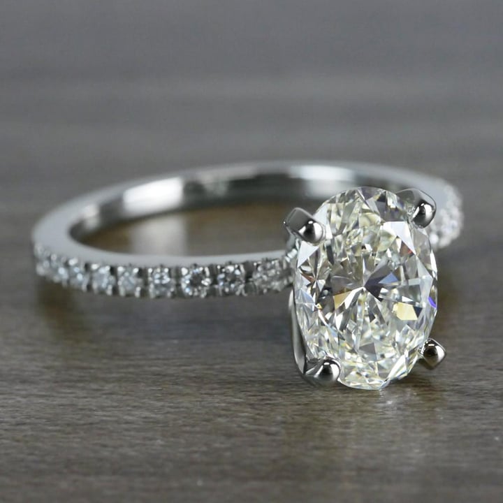 Oval Diamond Engagement Ring In White Gold - small angle 3