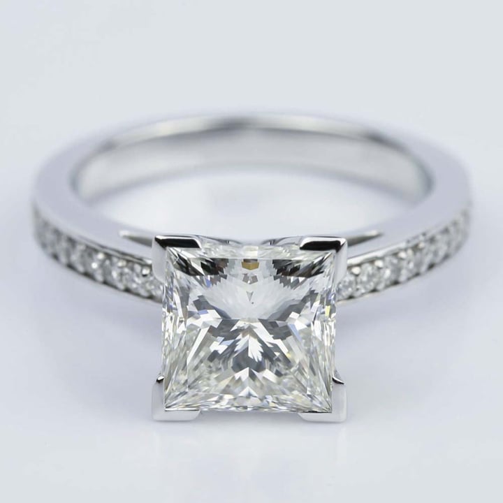 2.46 Carat Princess Cut Diamond Engagement Ring - small