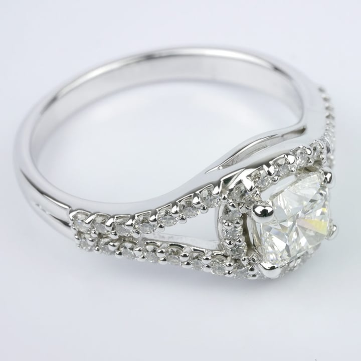 1 Carat Diamond Halo Engagement Ring angle 3