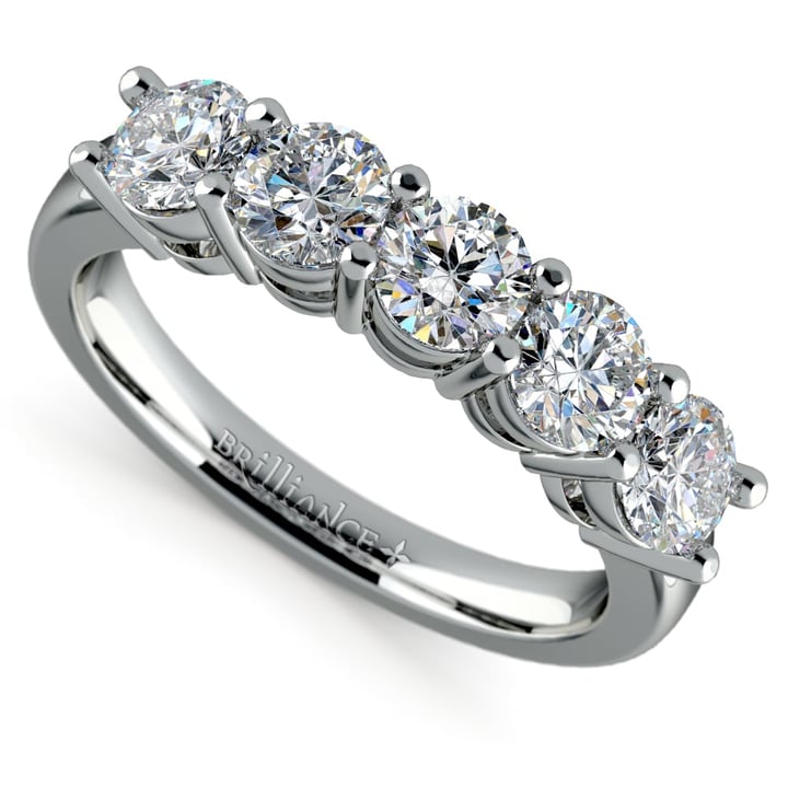 Five Diamond Wedding Ring in White Gold (1 1/2 ctw) | Thumbnail 01