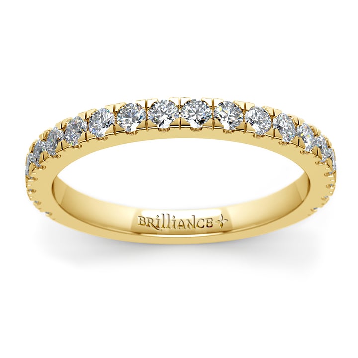 Petite Pave Diamond Wedding Ring in Yellow Gold | 02