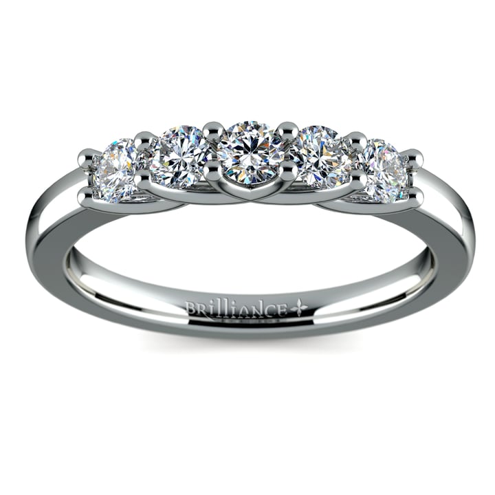 Five Diamond Trellis Setting Wedding Ring In Palladium | 02