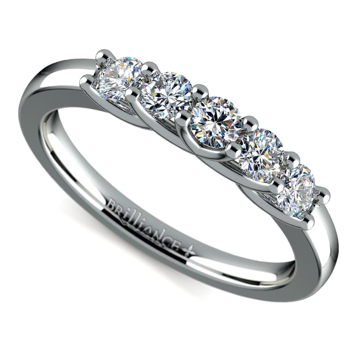 Five Diamond Trellis Setting Wedding Ring In Platinum | Thumbnail 01