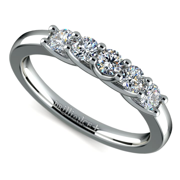 Trellis Five Diamond Wedding Ring in White Gold | Thumbnail 01