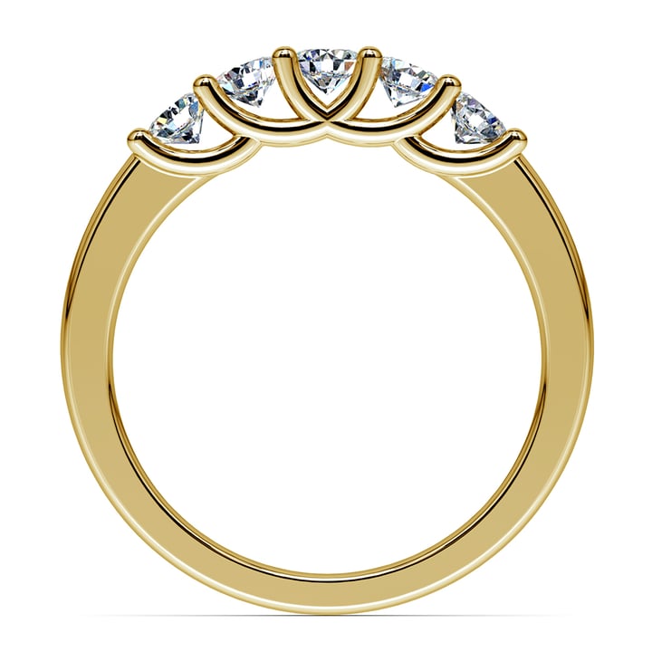 Five Diamond Trellis Setting Wedding Ring In Yellow Gold | Thumbnail 03