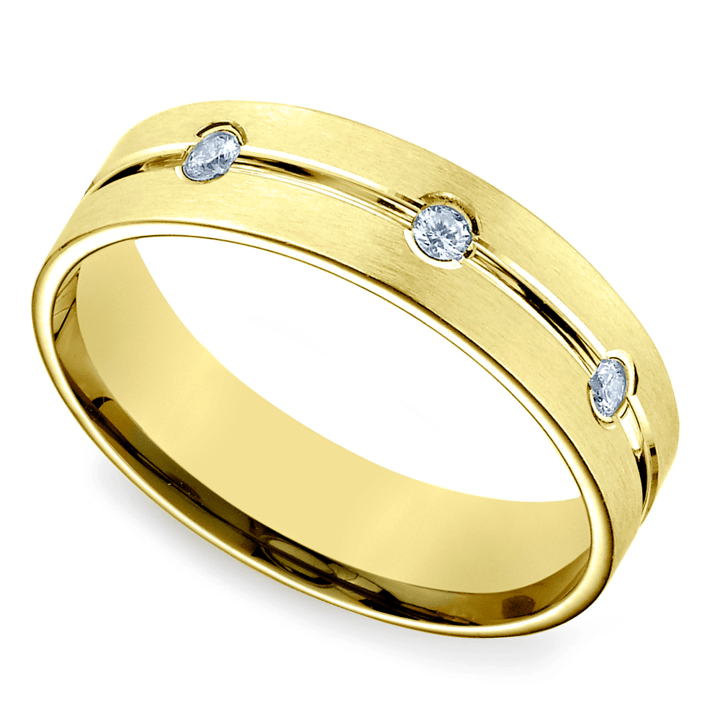Diamond Eternity Mens Wedding Ring in Yellow Gold (6mm) | Thumbnail 01