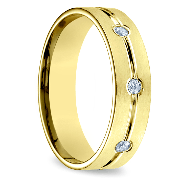 Diamond Eternity Mens Wedding Ring in Yellow Gold (6mm) | 02