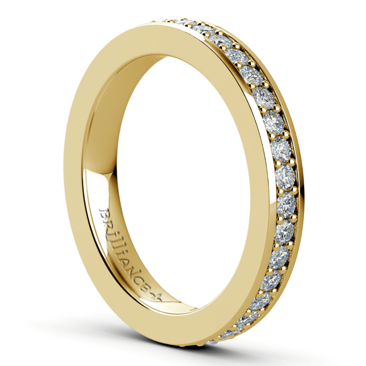 Yellow Gold Pave Set Diamond Eternity Ring (3/4 Ctw) | 04