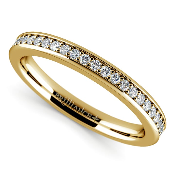 Pave Diamond Wedding Ring in Yellow Gold | 01