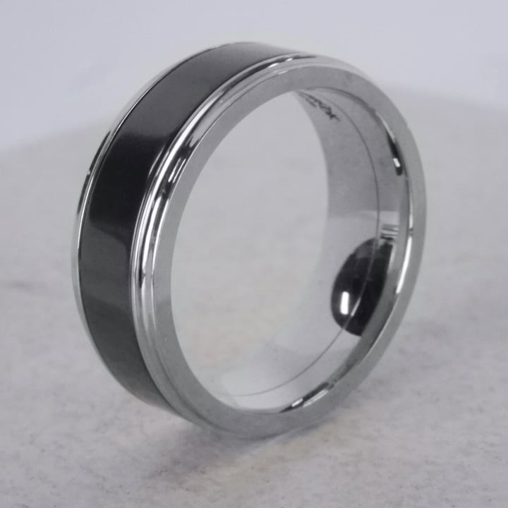 Mens White Gold And Elysium Wedding Band - Ares | 05