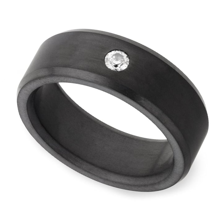 White Diamond And Black Matte Elysium Ring For Men - Ares | Thumbnail 01