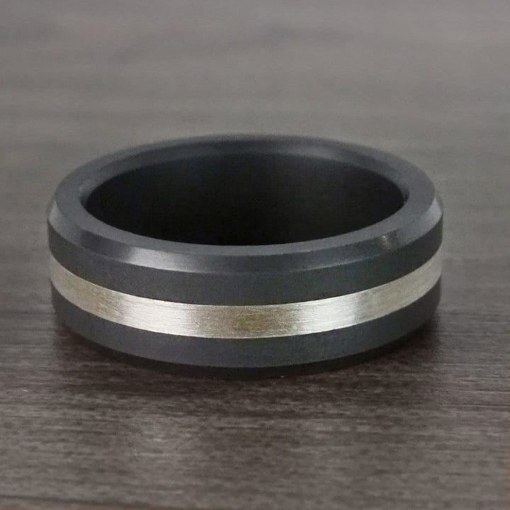 Elysium Ring For Men With Silver Inlay - Ares | 04