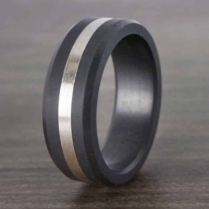 Elysium Ring For Men With Silver Inlay - Ares | 05