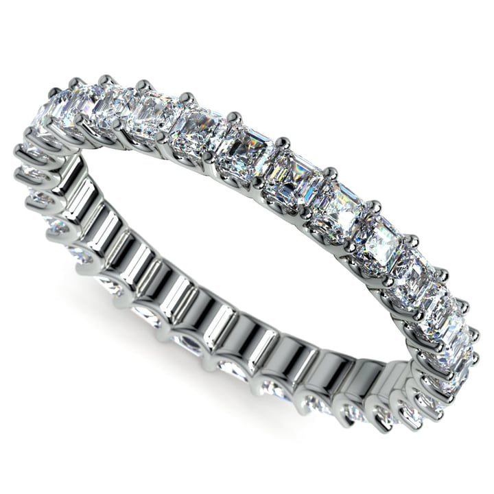 Asscher Cut Eternity Ring With U-Prong Setting In Platinum | Zoom