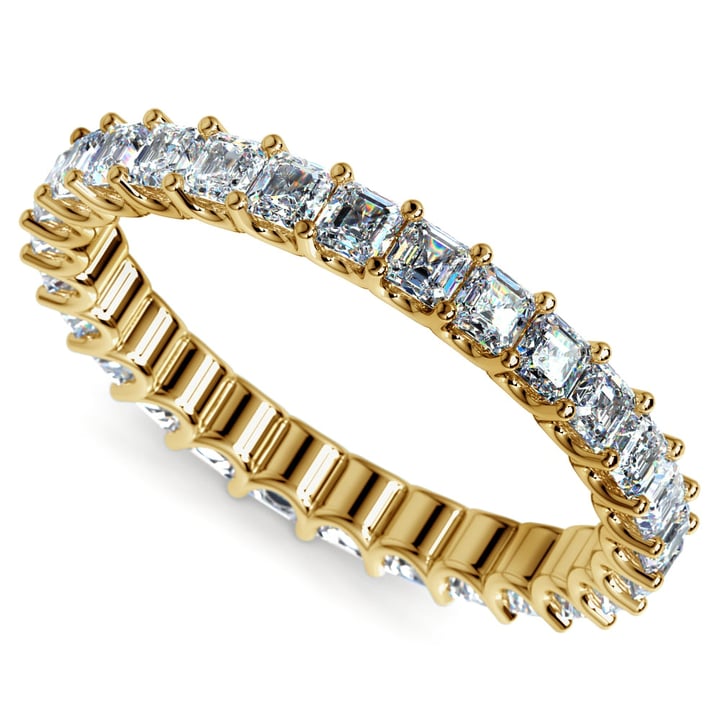 Asscher Cut Eternity Ring With U-Prong Setting In Gold | Zoom