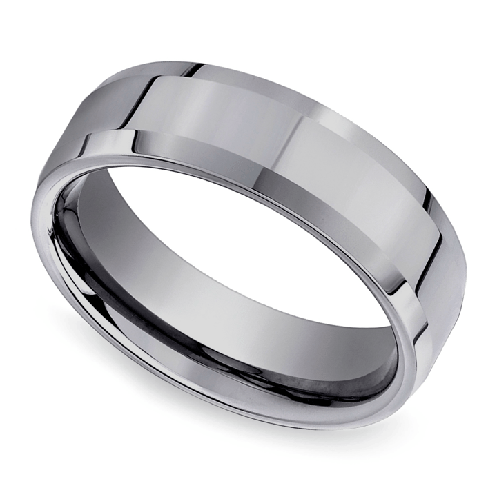 Beveled Men's Wedding Ring in Tungsten (6mm) | Zoom