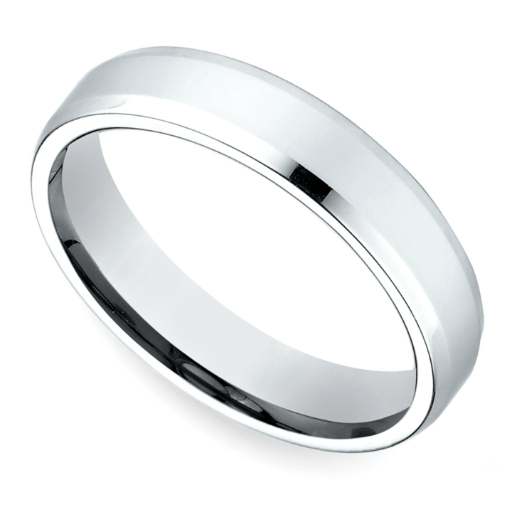 Beveled Men's Wedding Ring in White Gold (4mm) | Zoom