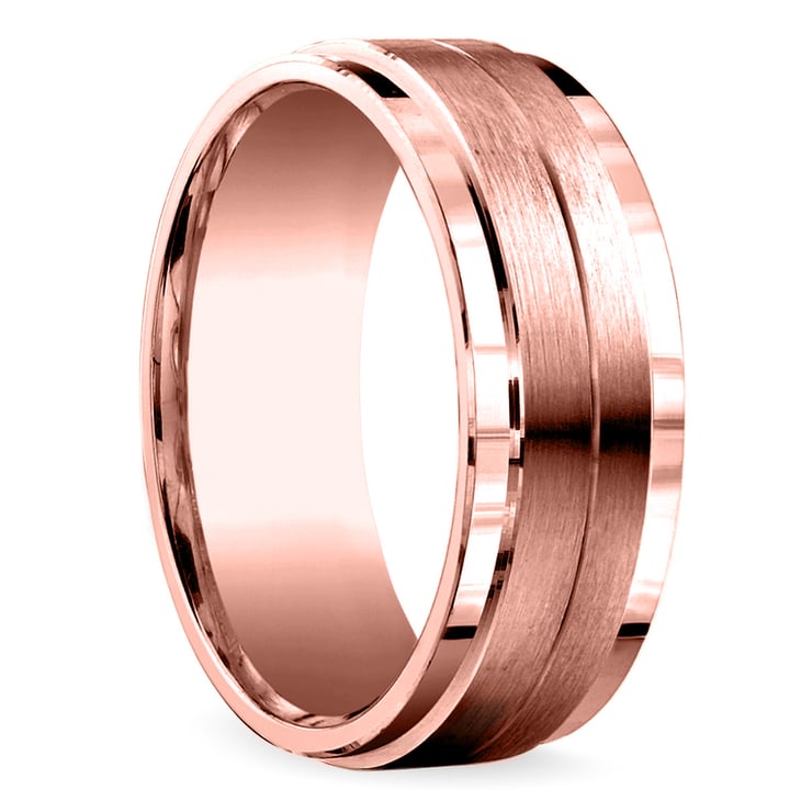 Satin Finish Mens Wedding Ring In Rose Gold (8 mm wide) | 02