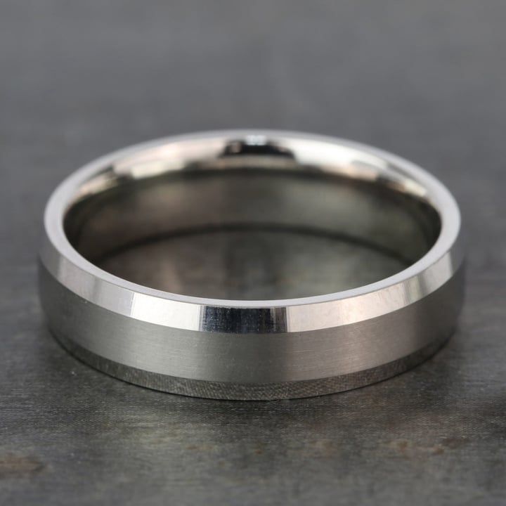 Carved Beveled Men's Wedding Ring in Platinum (6mm) | Thumbnail 03