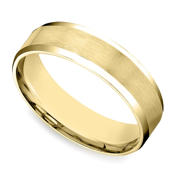 Satin Finish Mens Wedding Ring In Classic Yellow Gold (6mm) | 01