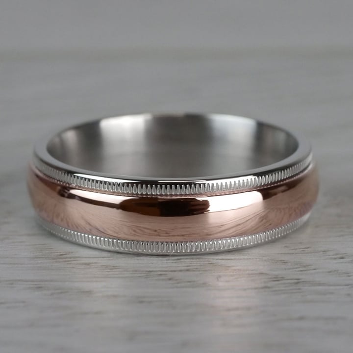 Two Tone Rose And White Gold Mens Wedding Band | Thumbnail 03