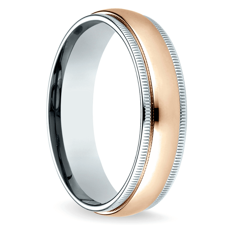 Two Tone Rose And White Gold Mens Wedding Band | Thumbnail 02
