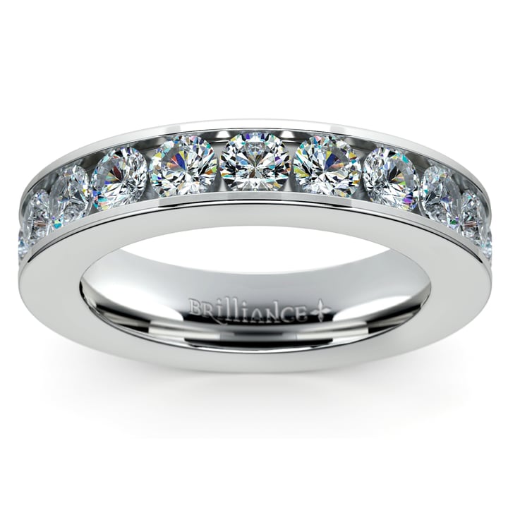 1 Ctw Diamond Channel Set Wedding Ring In White Gold | 02