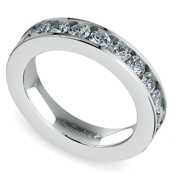 White Gold Channel Set Diamond Wedding Ring (3/4 Ctw) | Zoom