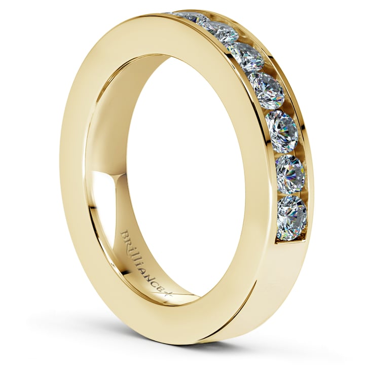 Channel Set Diamond Yellow Gold Wedding Ring (3/4 Ctw) | Thumbnail 04