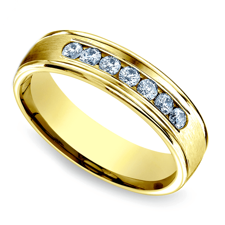 Channel Diamond Men's Wedding Ring in Yellow Gold (6mm) | Zoom