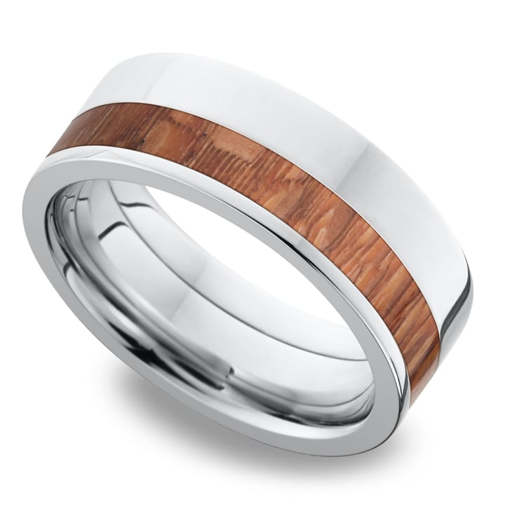 Fat Cat - Cobalt Chrome Mens Band with Leopard Wood Inlay (9mm) | Thumbnail 01