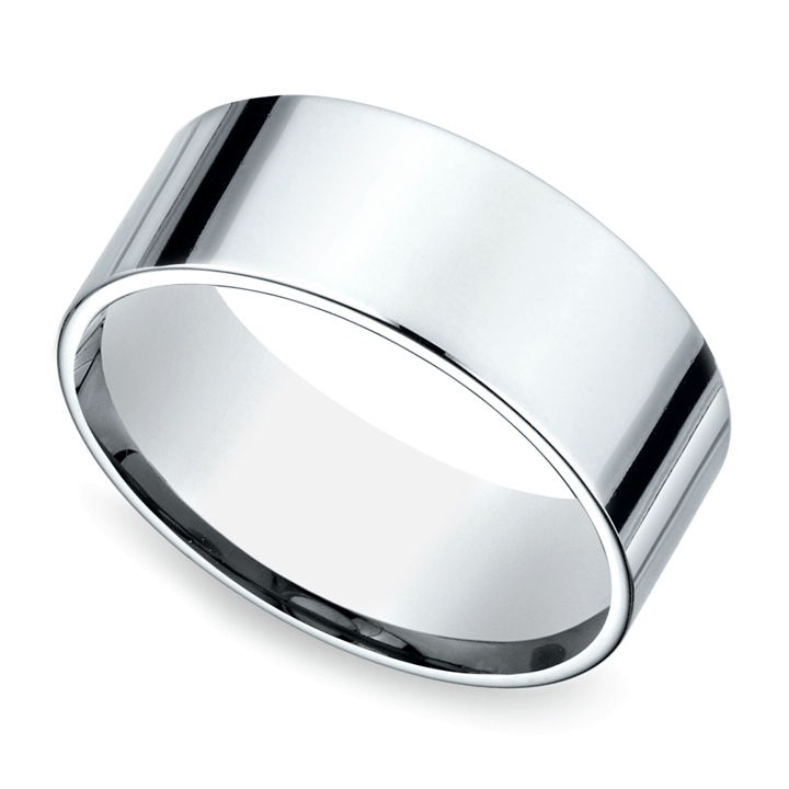 Flat Men's Wedding Ring in White Gold (8mm) | Thumbnail 01