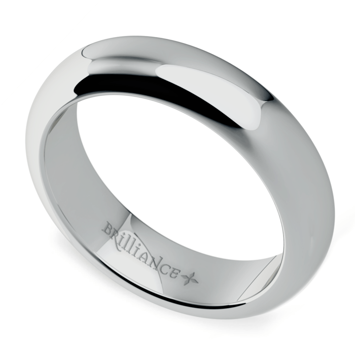 Comfort Fit Men's Wedding Ring in White Gold (5mm) | 01