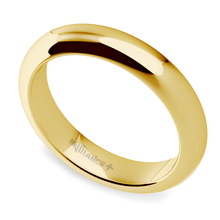 4 Mm Yellow Gold Mens Wedding Band | Zoom
