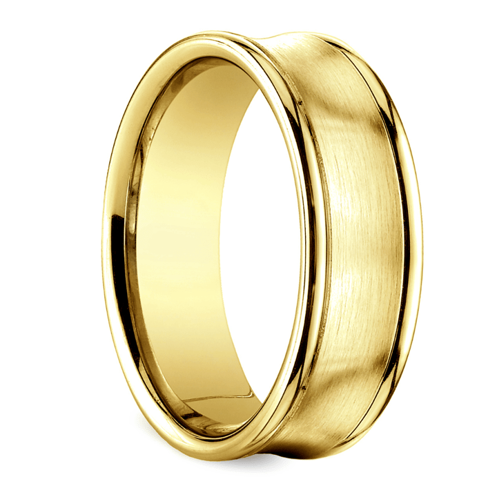 Concave Gold Mens Wedding Ring (7.5 Mm) | 02