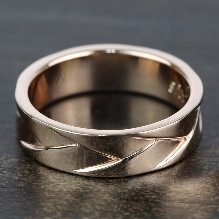 Crossover - Braided Rose Gold Mens Wedding Ring (6mm) | 03
