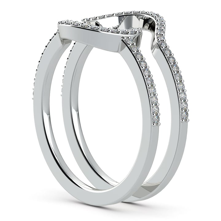 Diamond Curved Ring Enhancer In White Gold - Nesting Stack