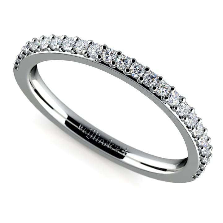 Curved Diamond Wedding Ring in White Gold | Thumbnail 01