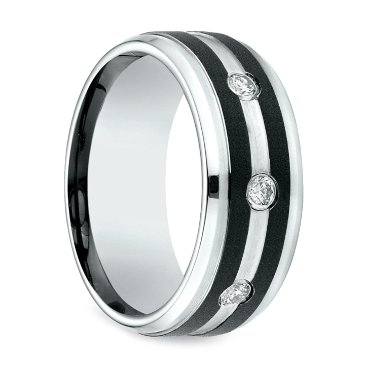 Black And White Mens Wedding Band In Cobalt (9mm) | 02