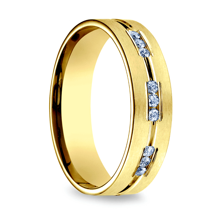 Yellow Gold Diamond Eternity Mens Wedding Ring (6mm) | 02
