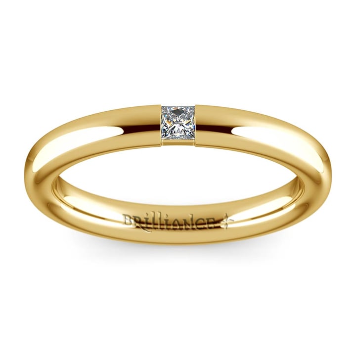 Domed Promise Ring with Princess Diamond in Yellow Gold (2.9mm) | Thumbnail 02