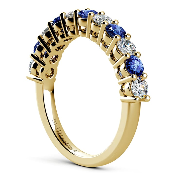 One Carat Eleven Diamond & Sapphire Ring in Yellow Gold | 04