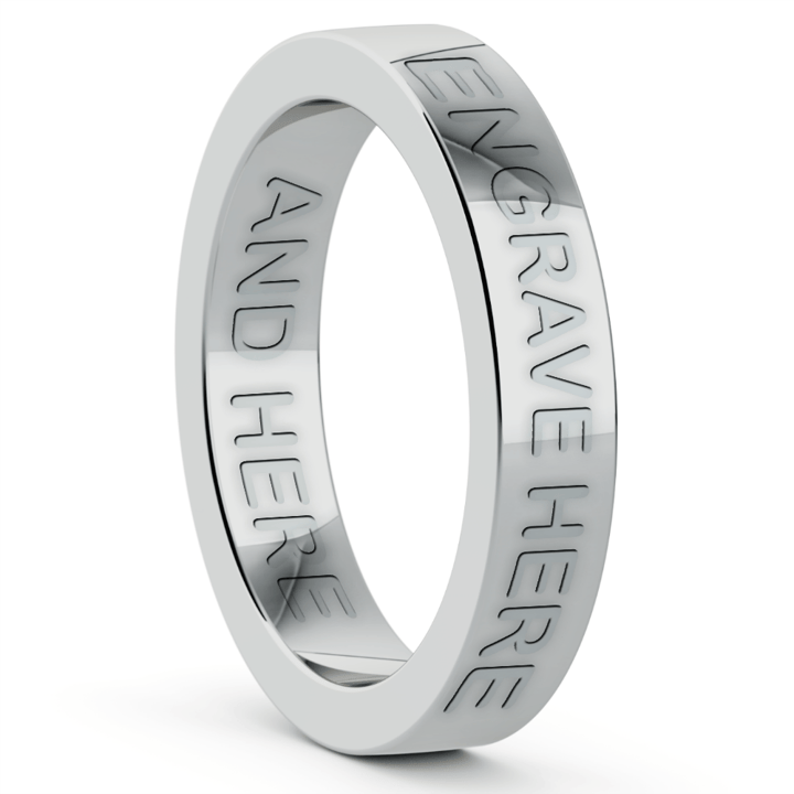Engraved Flat Wedding Ring in Platinum (4mm) | 03