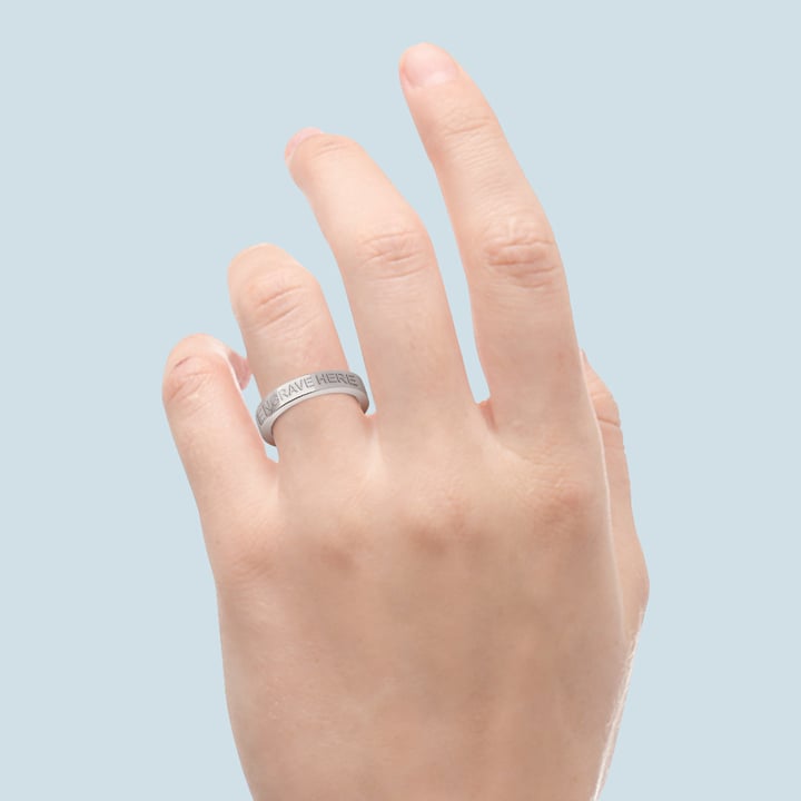 Engraved Flat Wedding Ring in Platinum (4mm) | 04