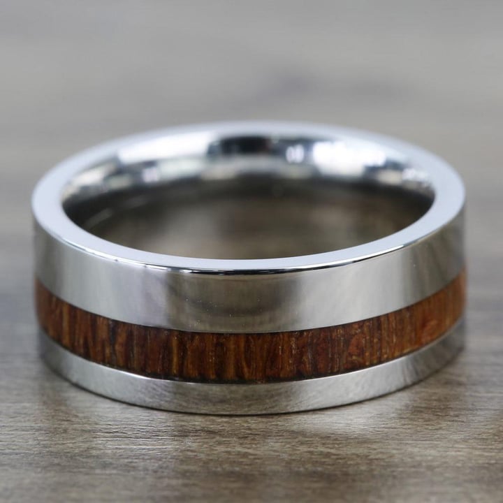 Fat Cat - Cobalt Chrome Mens Band with Leopard Wood Inlay (9mm) | Thumbnail 03