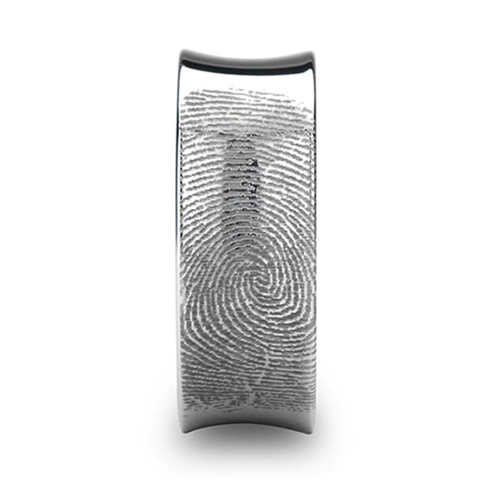 Engraved Fingerprint Mens Wedding Ring In Tungsten (8mm) | 03