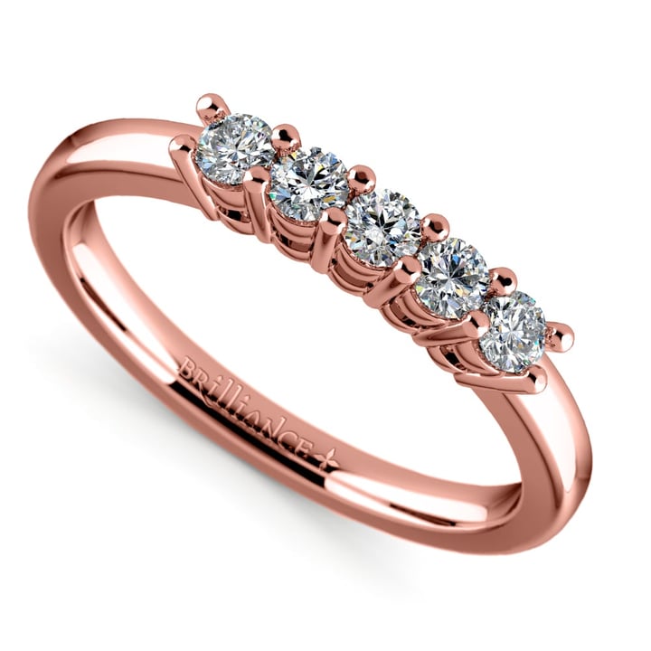 Five Diamond Wedding Ring in Rose Gold | 01