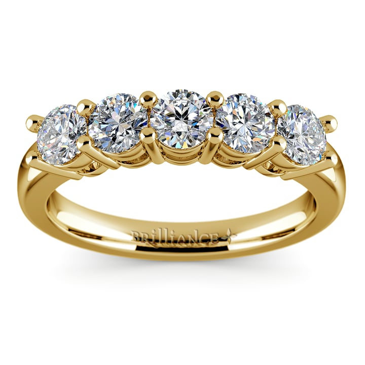 Five Diamond Wedding Ring in Yellow Gold (1 ctw) | 02