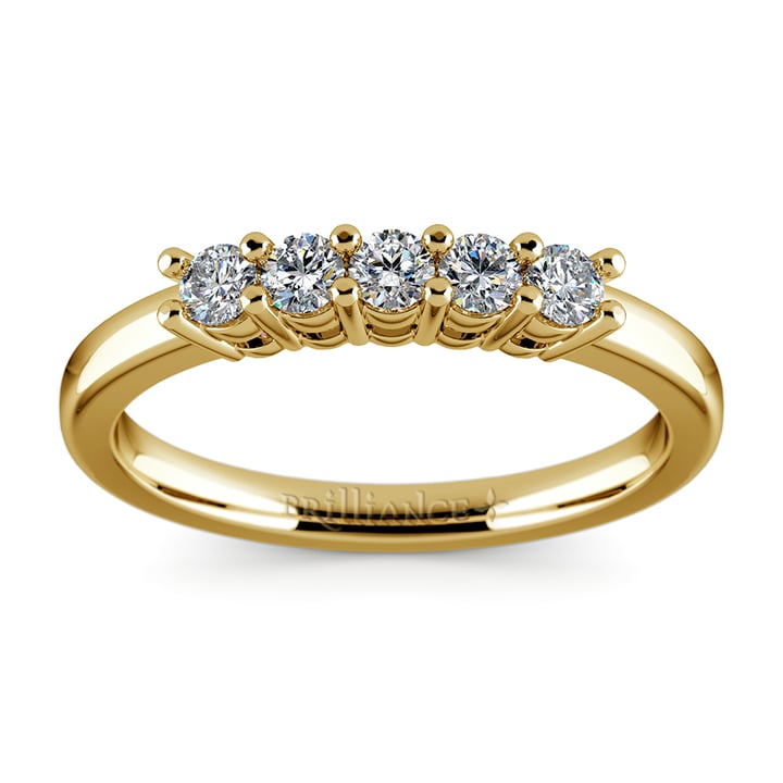 Five Diamond Wedding Ring in Yellow Gold  | Thumbnail 02