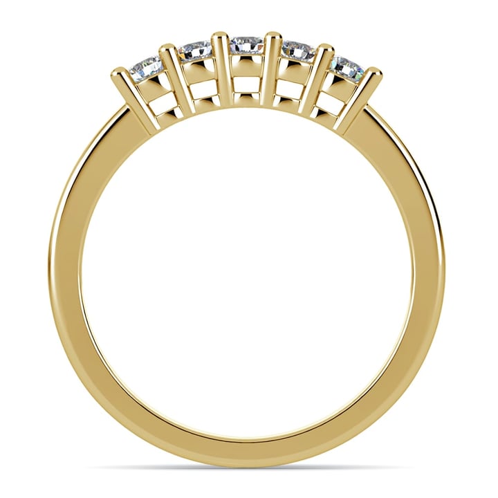 Five Diamond Wedding Ring in Yellow Gold  | 03